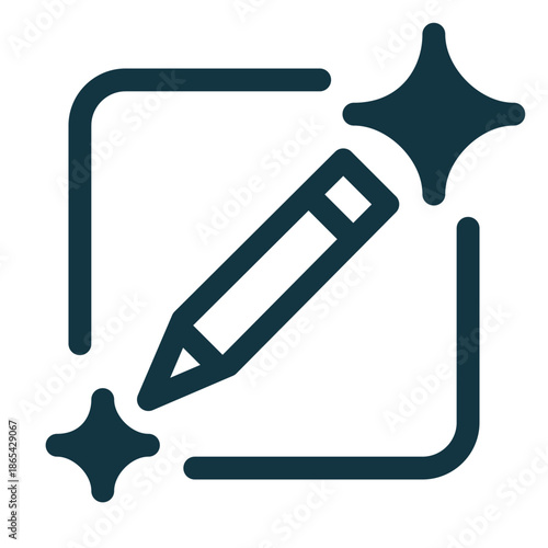 Text and document generative AI tool icon representing artificial intelligence for writing, content creation, and document automation. Modern outline symbol for smart text generation tools.