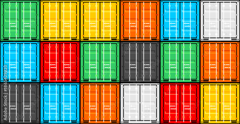 Fototapeta premium Сargo container pattern. Logistics and Transportation Concept. Shipping containers. Flat style