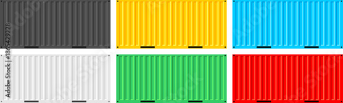 Cargo container set. Logistics and Transportation Concept. Shipping containers. Flat style