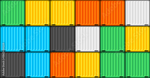 Сargo container pattern. Logistics and Transportation Concept. Shipping containers. Flat style