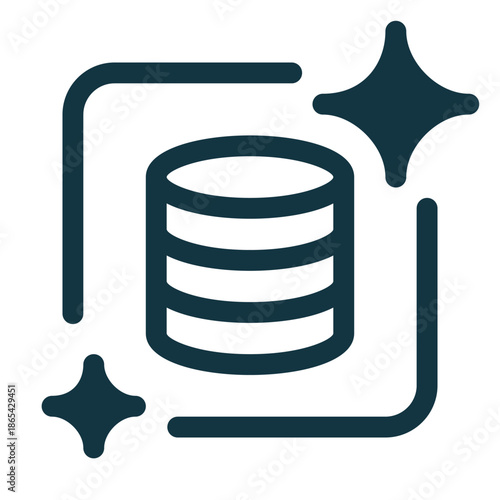 Synthetic data ai generator icon. Minimal outline design representing AI-driven data creation, machine learning, analytics, and digital technology concepts.