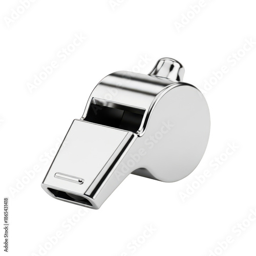 Polished chrome whistle isolated on white background isolated on transparent background