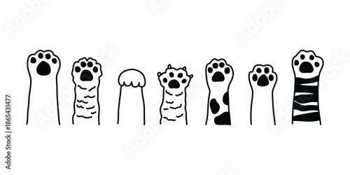 Cute Animal Paw Illustration Set. Cartoon Animal Paw Vector Collection