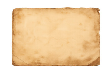 Old parchment paper texture with aged grunge border and folded corner on transparent background for vintage design