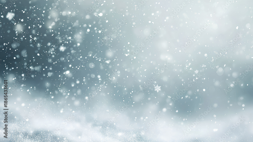 Fototapeta premium Falling snow on white background. Light snowfall, snowflakes, Snow flakes, snow background. Bokeh lights Stock Vector