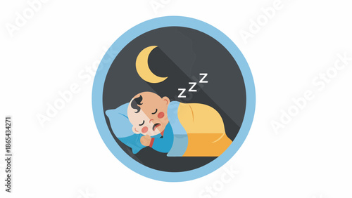 Baby Sleeping Peacefully Under the Moonlight in a Cozy Bed.