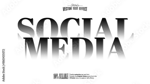 Vintage halftone vector text effect close up large social media typography with fading gradient dramatic shadow and serif elegant