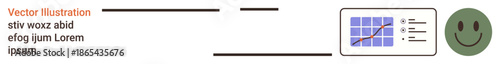 Analytics, feedback, data visualization, business reporting, positivity, communication. A graph with a growing trend next to a green happy face. Data visualization and feedback concept