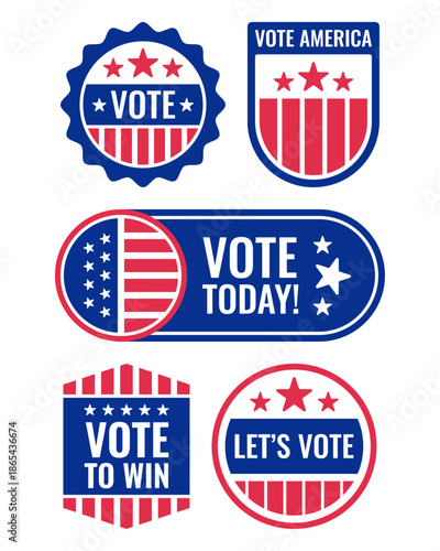 Vote america lets vote and vote today emblems.