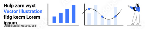 Bar and line graphs visualizing data trends with a presenter explaining key insights. Ideal for business analytics, data-driven decision-making, growth strategy, market research, financial planning