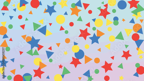 Abstract colorful confetti background celebration party theme. Vector illustration festive geometric shapes. Bright multicolor holiday carnival birthday event decoration design.
