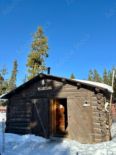 Historic Log Cabin Ski Hut in the Mountains