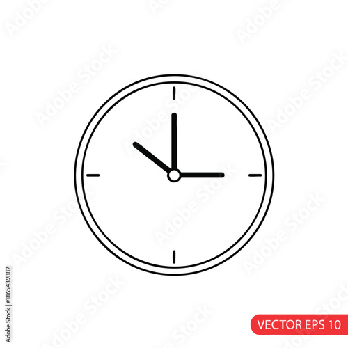A minimalist clock icon with hands pointing near ten and three o'clock