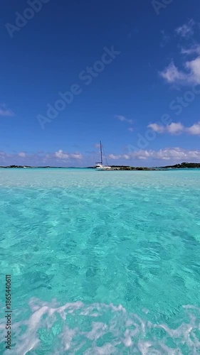Wallpaper Mural Boat Tour In Exuma Black Point Bahamas. Boat Sailing With Tourists Enjoying The Trip In A Sunny Day. Shore Clouds Beach Sea. Seaside Panoramic. Exuma Black Point. Torontodigital.ca