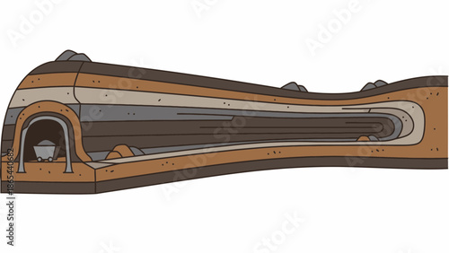 Crosssection of a kiln showing layers of earth and construction.