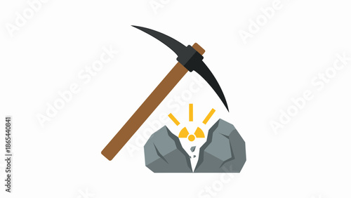 Illustration of a Pickaxe Mining Gold from a Rock.