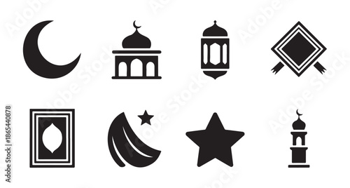 Ramadan crescent moon with star design a beautiful islamic icon silhouette
