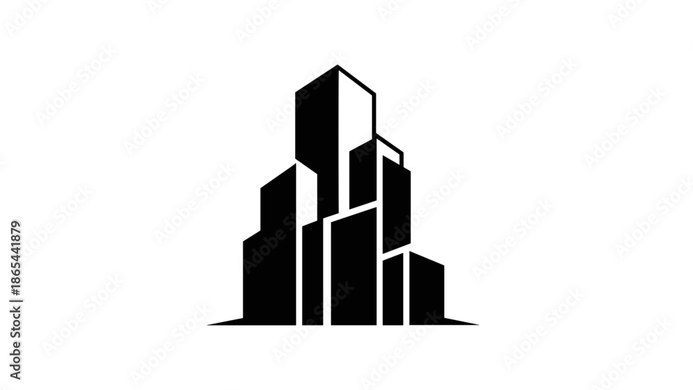 Fototapeta premium Black City Skyline Silhouette Icon Design.