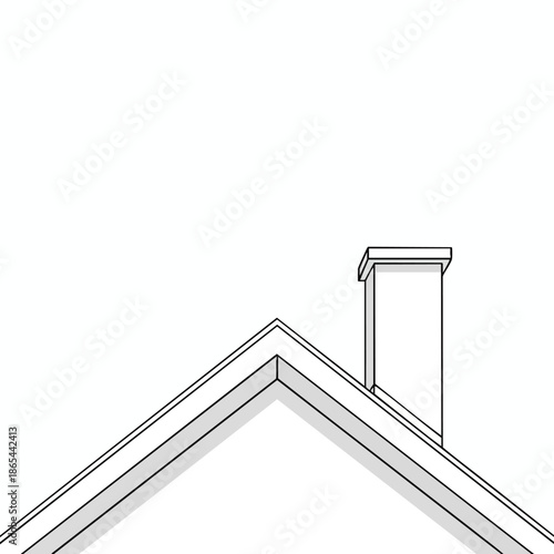 A simple, black-outlined illustration of a roof with chimney. Shadows cast downwards