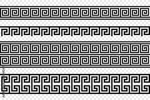 Greek seamless border. Greek key ornaments collection