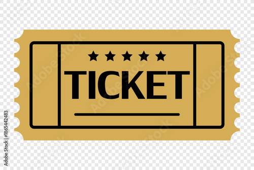 Event ticket vector icon. Vintage paper admit one and ticket samples icon
