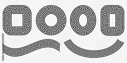 Black white greek frames set. 