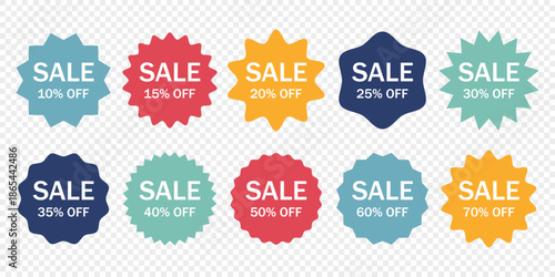 Set of vector starburst, sunburst badges