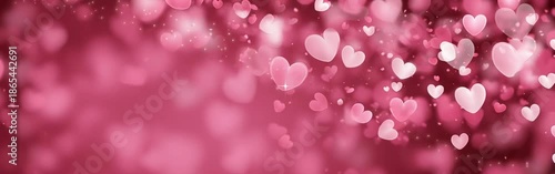 pink background with hearts and stars, pink heart bokeh effect, valentine's day banner design pink heart-shaped bokeh effect for a romantic valentine's day celebration Generative AI