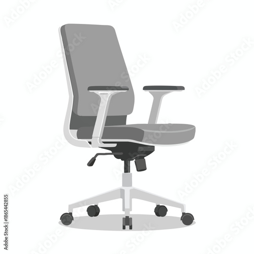 Gray and white office chair, stylized vector illustration on a white background