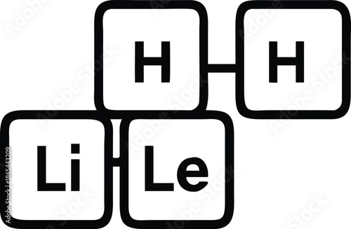 Chemistry periodic table tiles forming word hello with element symbols for greeting