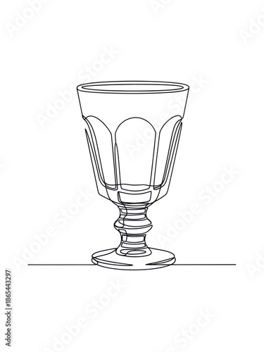Classic Russian Laftetnik Vodka shot glass in Simple Line Drawing Style. Vector, One Line, No Background