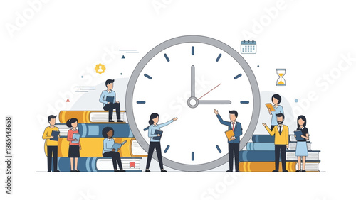 Time Management and Productivity People Working Around a Clock 2.