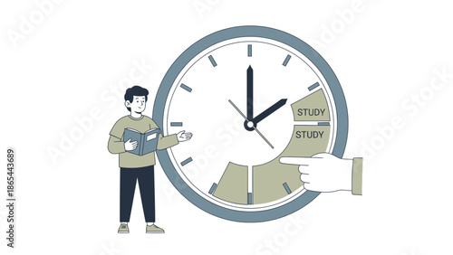 Time Management Illustration Man Planning with Clock Graphic.