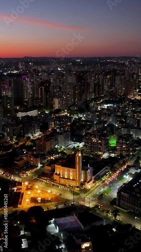 Wallpaper Mural Catholic Church In Curitiba Parana Brazil. Breathtaking Aerial View Of Famous Church In The City. Sunset Sky Downtown. Sunset Outdoor Downtown Panoramic City. Curitiba Parana. Torontodigital.ca