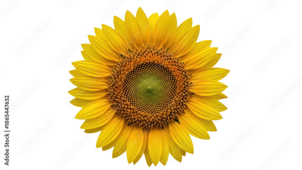 Obraz premium Bright Sunflower Head Isolated on Transparent Background
