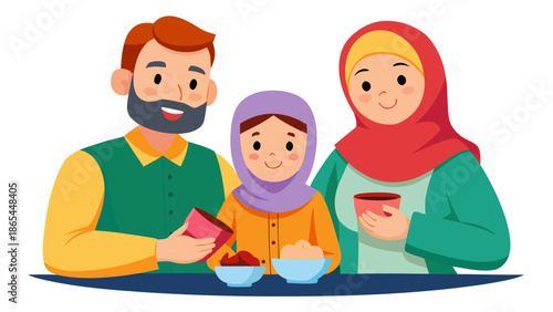 happy family with children eating
