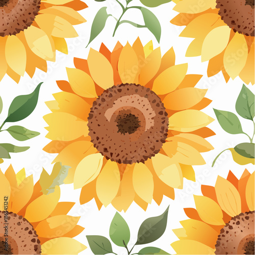 Sunflower watercolor bursts with warm yellow pigments and russet tones, rich earthy greens 