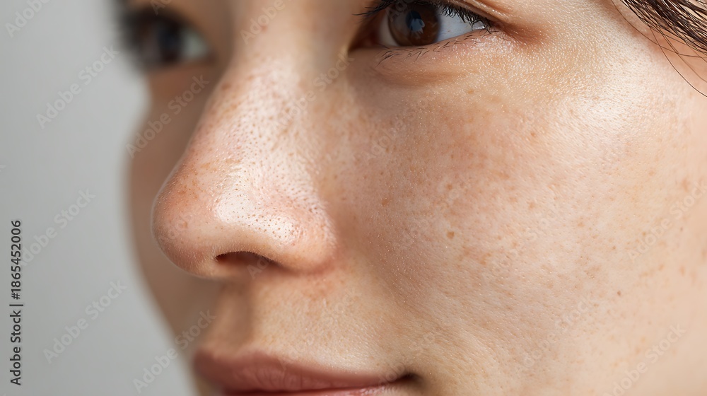 Fototapeta premium Skin Texture with Visible Pores and Spots / 毛穴とシミが見える肌のテクスチャ