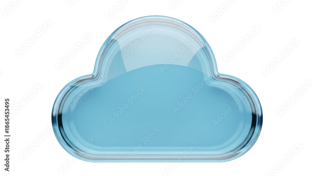 Obraz premium Glossy blue cloud icon isolated on transparent background