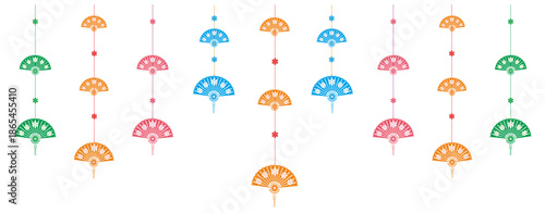 colorful hanging hand fan image for Chinese New Year, lunar vector image