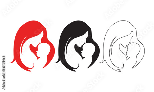 "Mother and Child Silhouette - Maternal Love and Care Concept"
