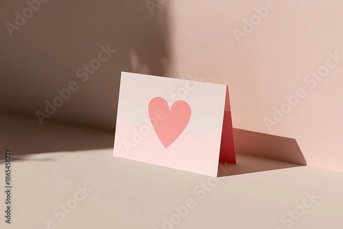 Valentines card mockup minimal, soft shadows, pastel aesthetic