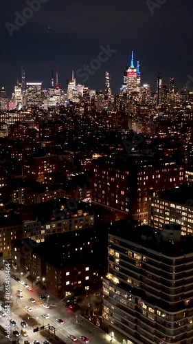 Wallpaper Mural Night New York Skyline In Manhattan New York United States. City Skyline Showing Modern And Traditional Architecture. Building Town Clouds Sky Illuminated Urban. Illuminated City Landmark. Torontodigital.ca