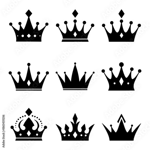 Premium collection of royal crown silhouettes with diamond and point details