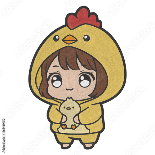 Cute chibi using chicken hoodie