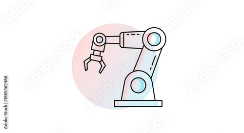 Robotic arm outline with color glitch effect isolated on transparent background