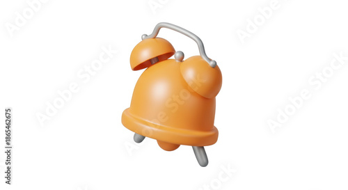 Orange alarm clock 3d render isolated on transparent background