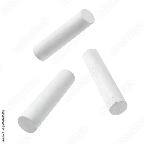 White Chalk Sticks Isolated on White