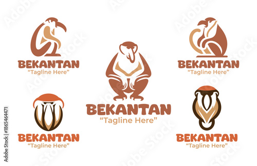 5 Proboscis Monkey Logo Set Modern Minimalist Wildlife Design Collection