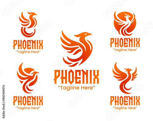 5 Phoenix Logo Set Modern Minimalist Mythical Design Collection